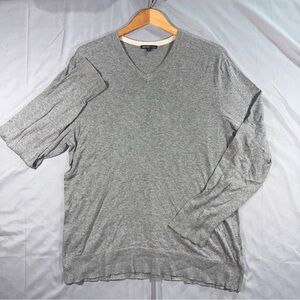 James Perse Men's Grey Cotton Cashmere Wool Blend V-Neck Sweater Size 4